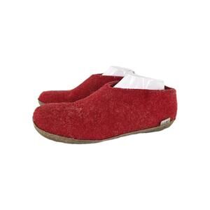 Glerups Slip-On Red Wool Slipper US 8.5 Eur 39 Leather Bottom Slip-On Shoes